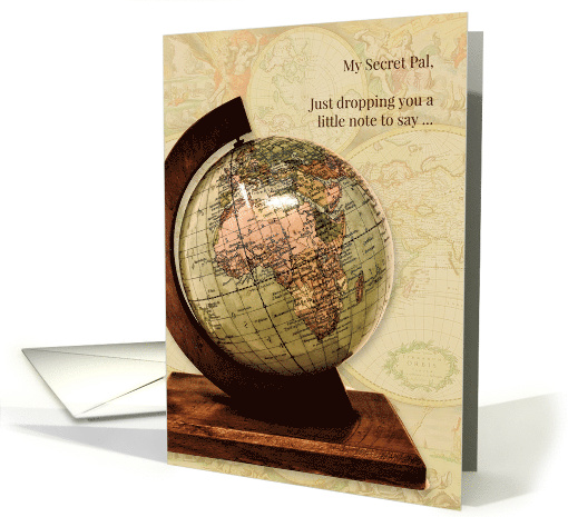 Secret Pal Thinking of You Old World Globe and Map card (628760)