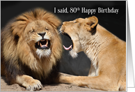 80th Birthday for Husband Funny Lion and Lioness Couple card