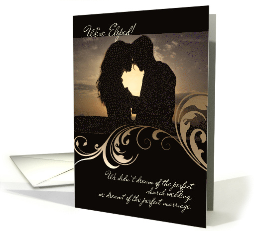 Elopement Announcement Couple Silhouette Ocean Sunset card (629782)
