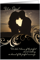 Elopement Announcement Couple Silhouette Ocean Sunset card