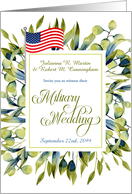 Military Wedding Invitation White Roses and Sage Green card