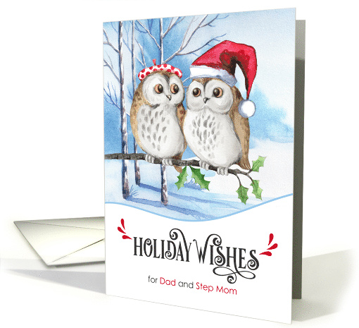 For Dad and Step Mom Holiday Wishes Woodland Owls card (653650)