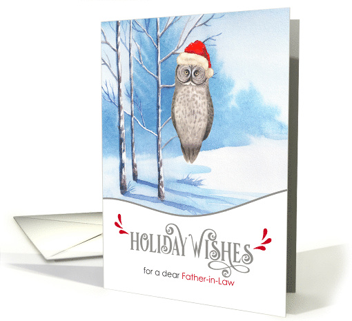 for Father in Law Holiday Wishes Woodland Owl card (653824)