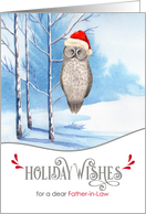 for Father in Law Holiday Wishes Woodland Owl card