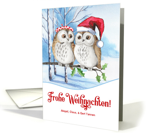 German Christmas Frohe Weihnachten Winter Owls Custom card (654416)