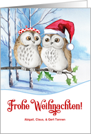 German Christmas Frohe Weihnachten Winter Owls Custom card