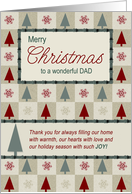 for Dad Retro Christmas Tree Burgundy and Sage Green card