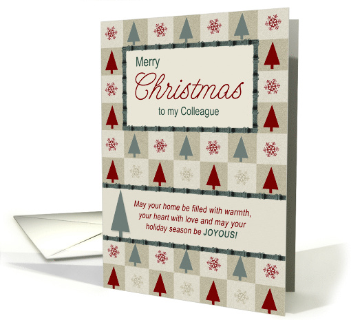 for Work Colleague Green and Burgundy Christmas Tree card (656937)