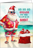 for Godson Funny Santa in Sunglasses card