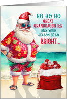 for Great Granddaughter Funny Christmas Santa in Sunglasses card