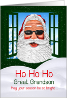 for Great Grandson Funny Christmas Santa in Sunglasses card