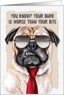 for Boss Birthday Funny Grumpy Pug Dog in Sunglasses card