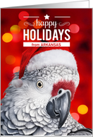 from Arkansas African Gray Parrot Custom Holidays card