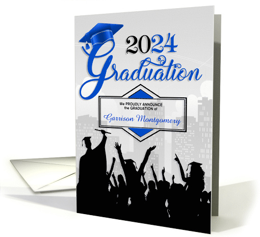 Class of 2024 Graduation Announcement in Blue Custom card (681556)