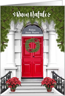 Italian Christmas Wreath on the Door Buon Natale card