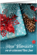 German Weihnachten Christmas Cheer Blue and Red card