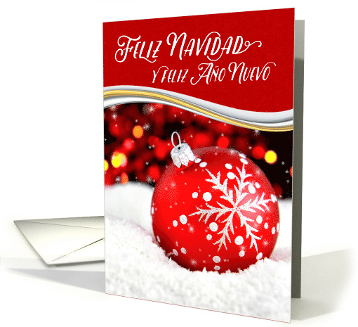 Spanish Felize Navidad Christmas Red Snowflake card (705003)