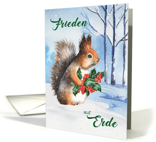 German Peace on Earth Squirrel and Holly Christmas card (705181)