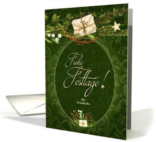 German Frohe Festtage Happy Holidays Custom Christmas card (705224)