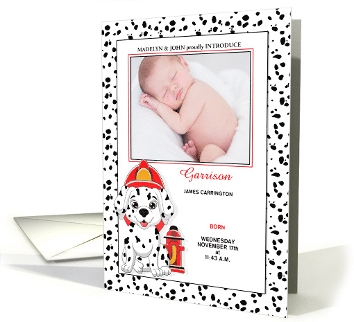 Dalmatian Firehouse Themed Baby Birth Announcement Photo card (709647)