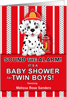 Baby Shower Invitation for Twin Boys Dalmatian Firehouse Theme card