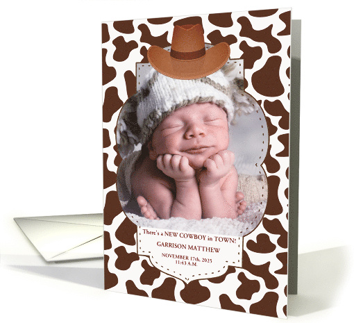 Western Theme Little Cowboy New Baby Photo Announcement card (710274)