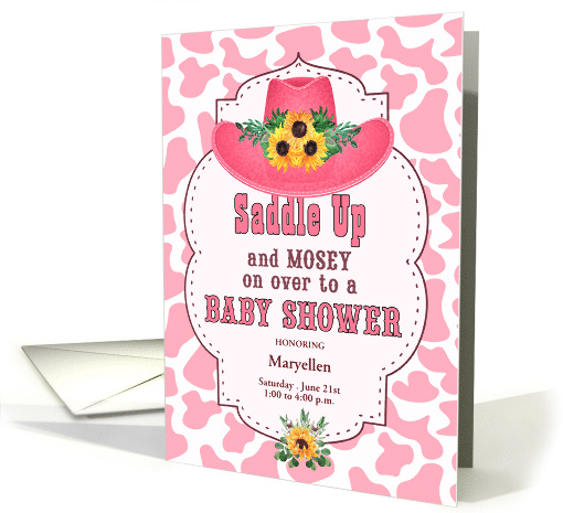 Pink Western Cowgirl Baby Shower Invitation Custom card (710288)