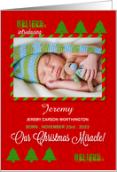 Christmas Birth Announcement Baby Photo with Red and Green card