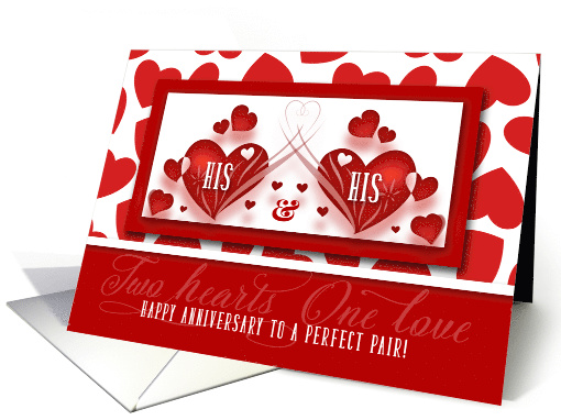 His and His Wedding Anniversary Two Red Hearts card (712119)