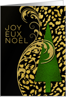 French Season’s Greetings Animal Print with Faux Gold Leaf card