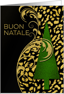 Italian Christmas Buon Natale! Animal Print and Faux Gold Leaf card