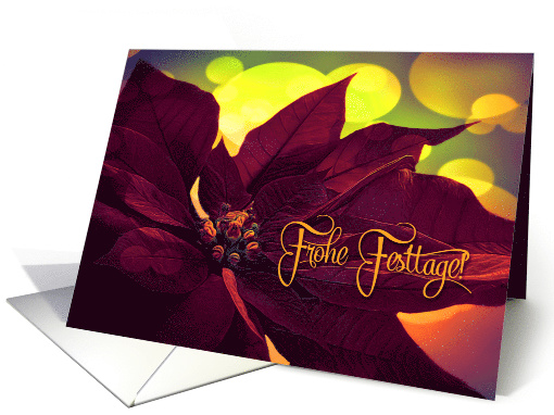 German Christmas Frohe Festtage! Burgundy Poinsettia card (725163)