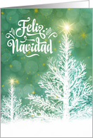 Spanish Christmas Feliz Navidad White Pines with Holiday Stars card