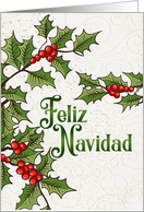 Spanish Language Christmas Feliz Navidad Red and Green card
