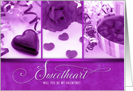 Be My Valentine for Sweetheart in Feminine Purple Hues card