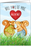 Will You Be My Valentine Squirrels in Love card