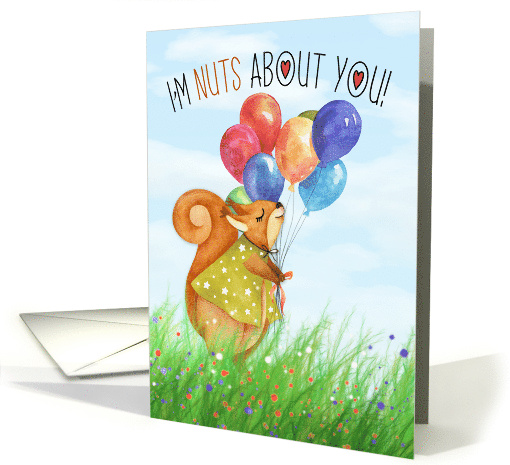 Valentine's Day Birthday Cute Woodland Squirrel with Balloons card