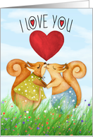 For Him on Valentine’s Day Squirrels in Love card