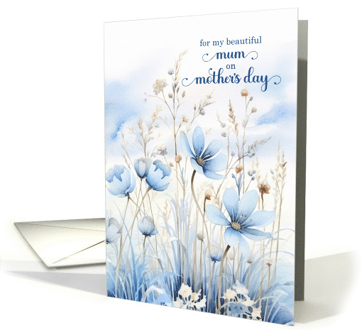 for Mum on Mother's Day Blue Watercolor Wildflowers card (763162)