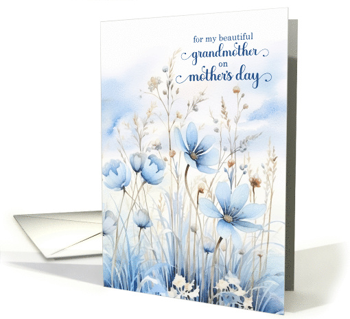 for Grandma on Mother's Day Blue Watercolor Wildflowers card (763173)