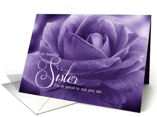 for Sister from Sister on Mother's Day Lavender Purple Rose card