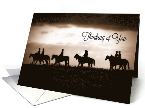 Thinking of You Western Cowboys on Horseback Blank card (763812)