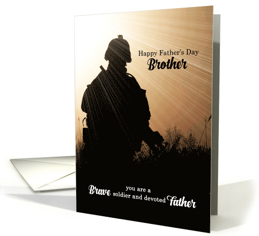For Military Brother on Father's Day Soldier Sunset Silhouette card