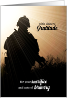 Thank You Troops or Veteran Military Soldier Sunset Silhouette Blank card