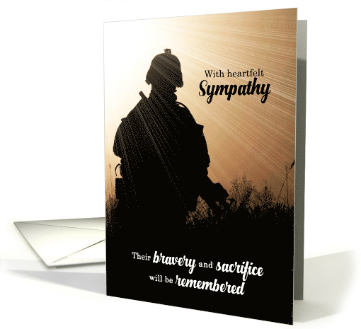 Sympathy for Loss of a Soldier Military Sunset Silhouette card