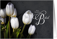 German Sympathy Glowing White Tulips on Charcoal Gray card
