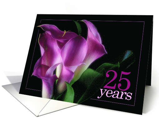 25th Wedding Anniversary Purple Calla Lillies on Black card (769952)