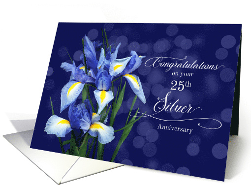 25th Silver Wedding Anniversary Purple Iris Flower card (770628)