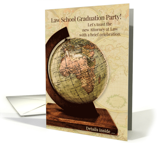 Law School Graduation Party Old World Globe Calligraphy card (771382)