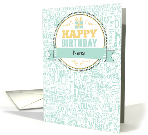 Custom Nana Birthday Wishes Mint Green and Yellow card (772288)